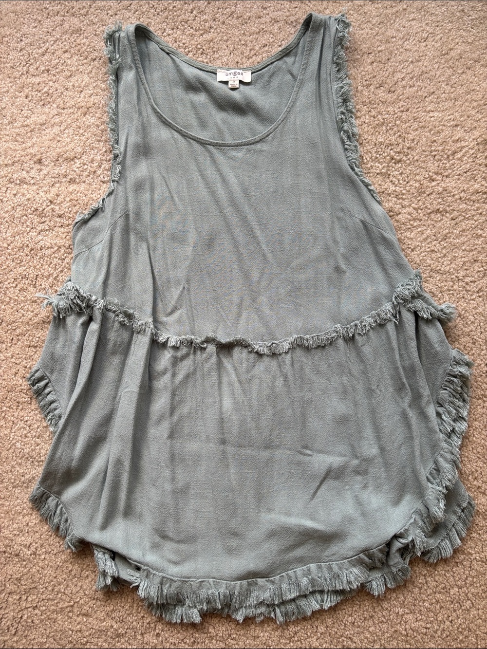 Umgee Sage Fringe Tank Top